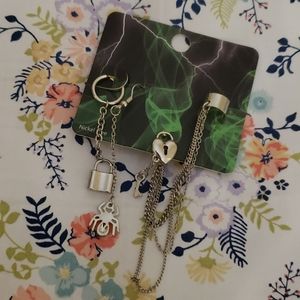 Blackhearts cuff mismatch padlock earrings